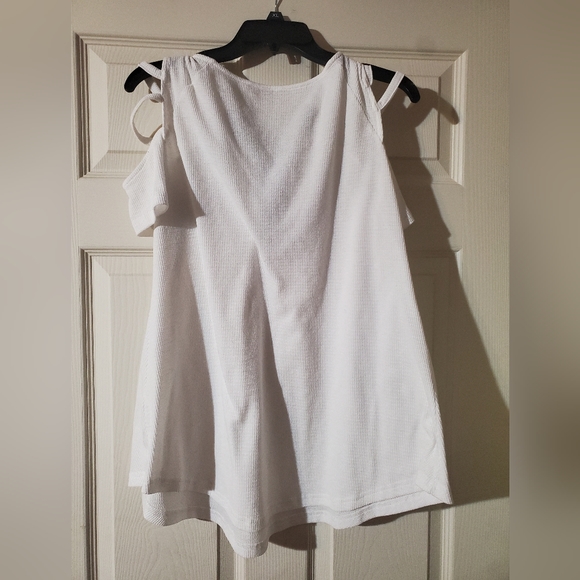 Sexy white zipper blouse with cut outs Large White - Picture 2 of 6